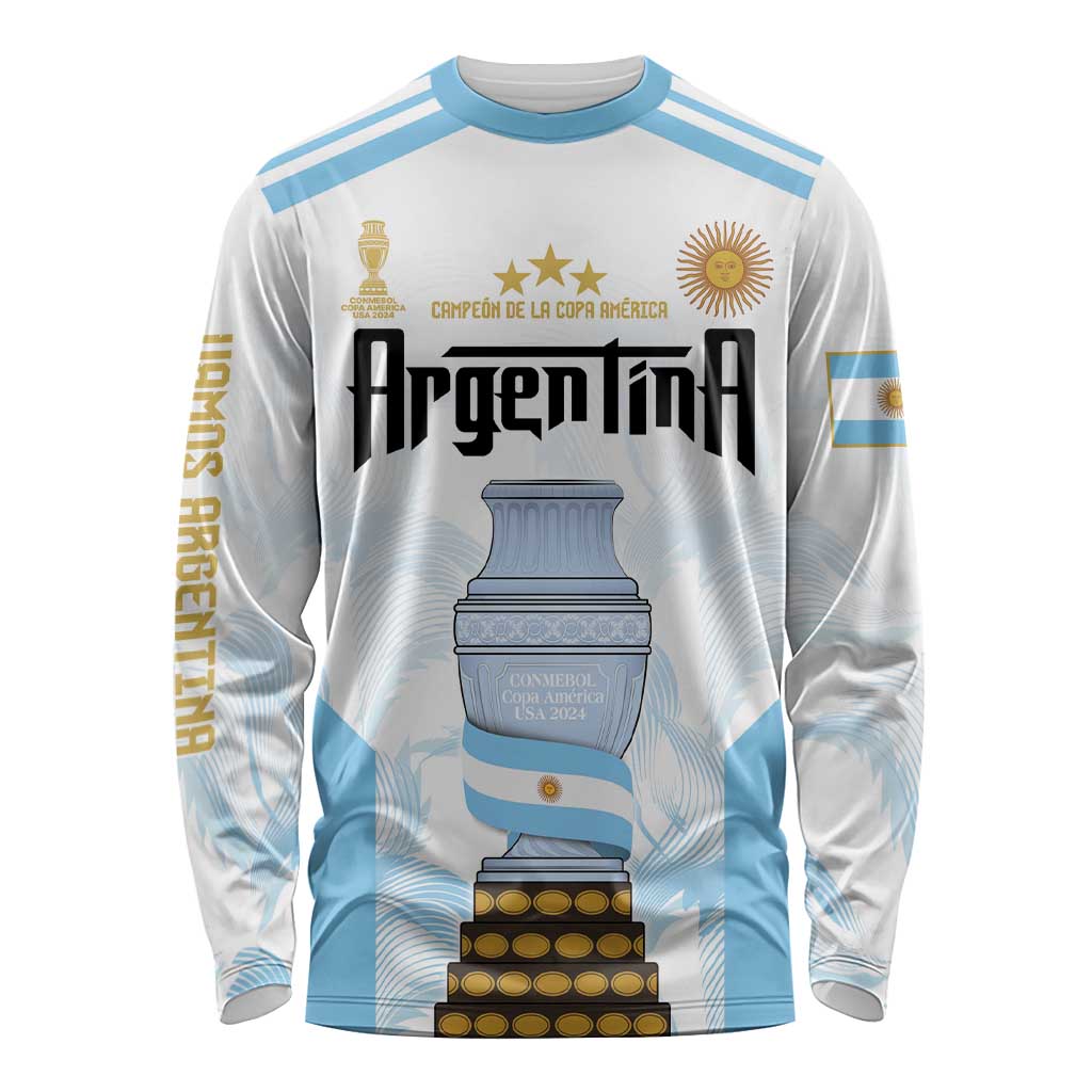 Argentina Champions Football Custom Long Sleeve Shirt Campeon de America - Wonder Print Shop