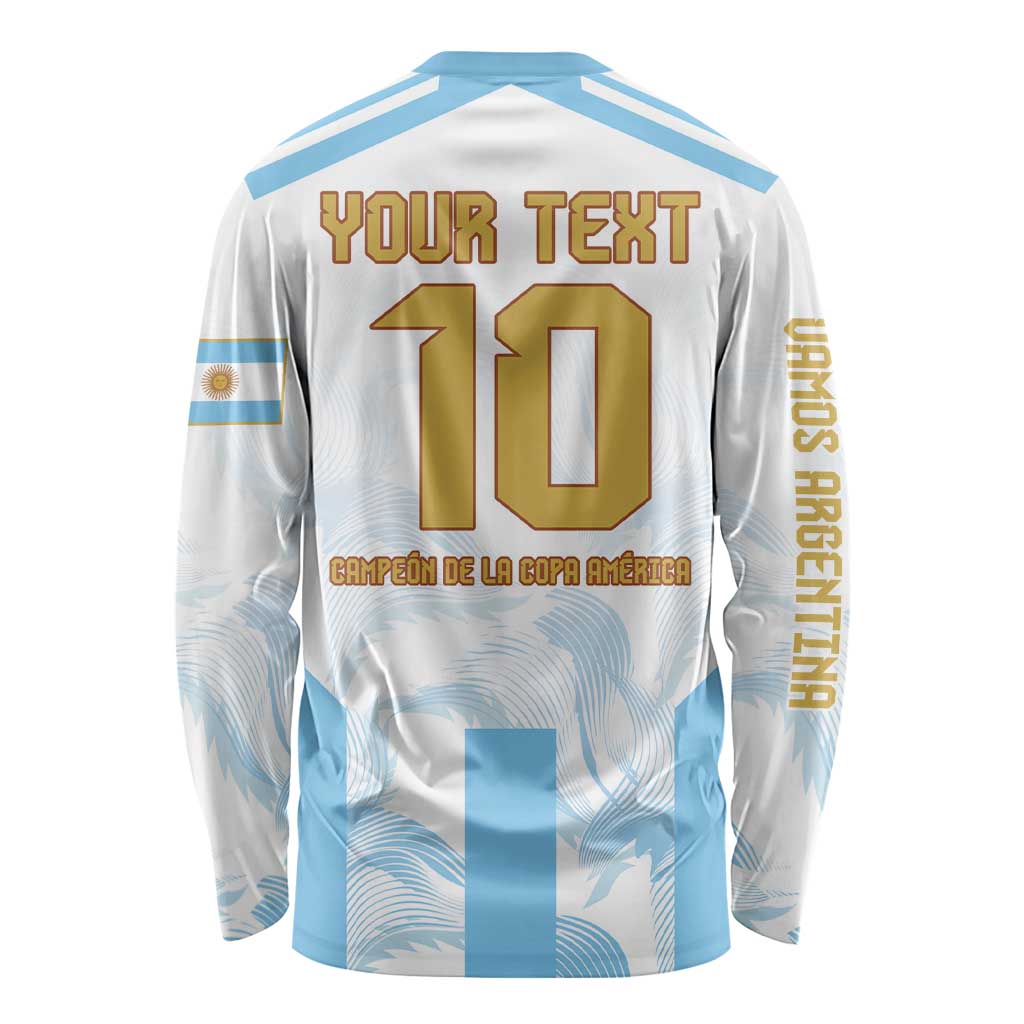 Argentina Champions Football Custom Long Sleeve Shirt Campeon de America - Wonder Print Shop