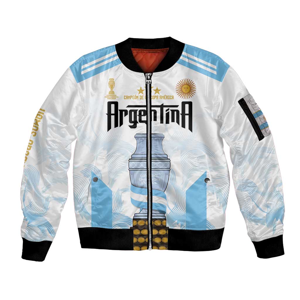Argentina Champions Football Custom Sleeve Zip Bomber Jacket Campeon de America - Wonder Print Shop