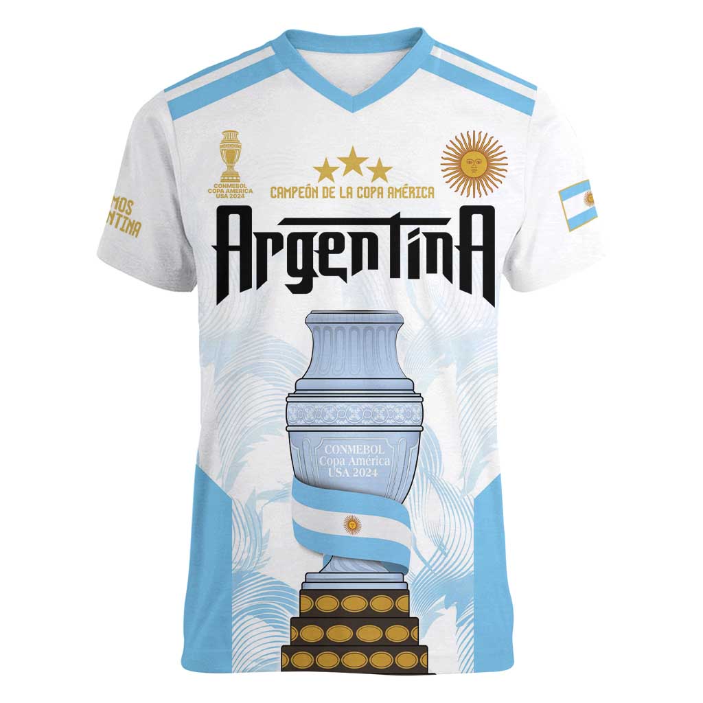 Argentina Champions Football Custom Women V-Neck T-Shirt Campeon de America - Wonder Print Shop