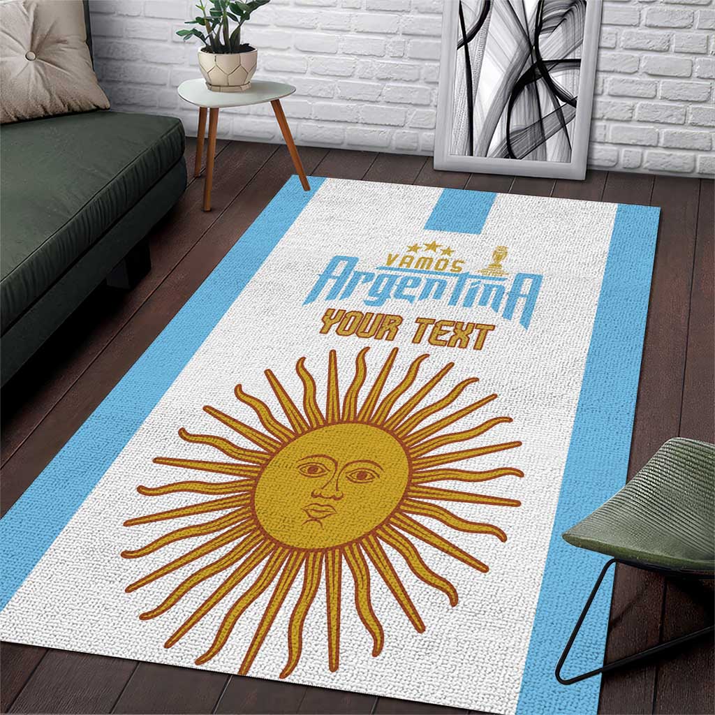 Vamos Argentina Champions Football Custom Area Rug White and Sky Blue LT9 - Wonder Print Shop
