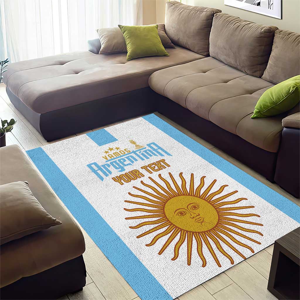 Vamos Argentina Champions Football Custom Area Rug White and Sky Blue LT9 - Wonder Print Shop