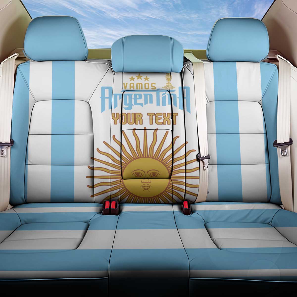 Vamos Argentina Champions Football Custom Back Car Seat Cover White and Sky Blue LT9 - Wonder Print Shop