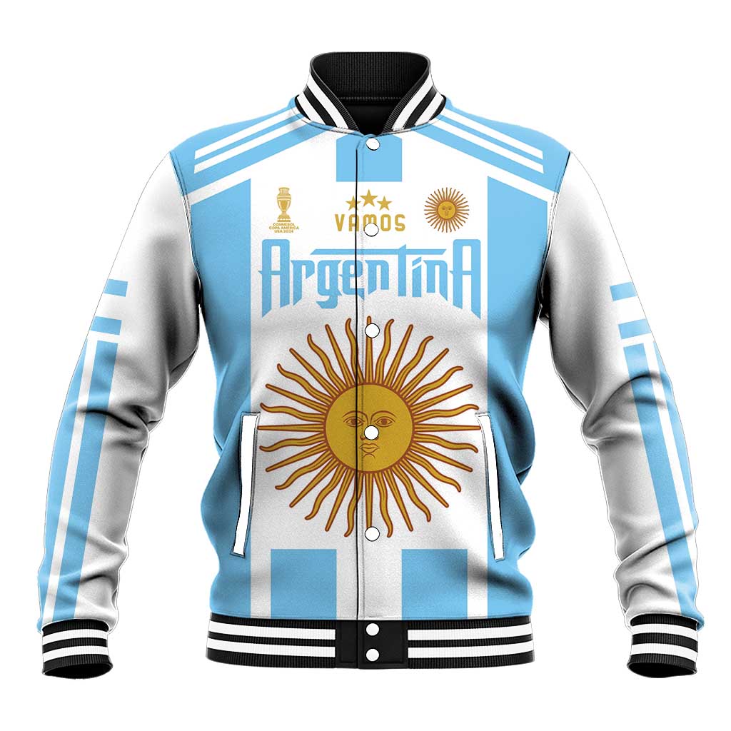 Vamos Argentina Champions Football Custom Baseball Jacket White and Sky Blue LT9 - Wonder Print Shop