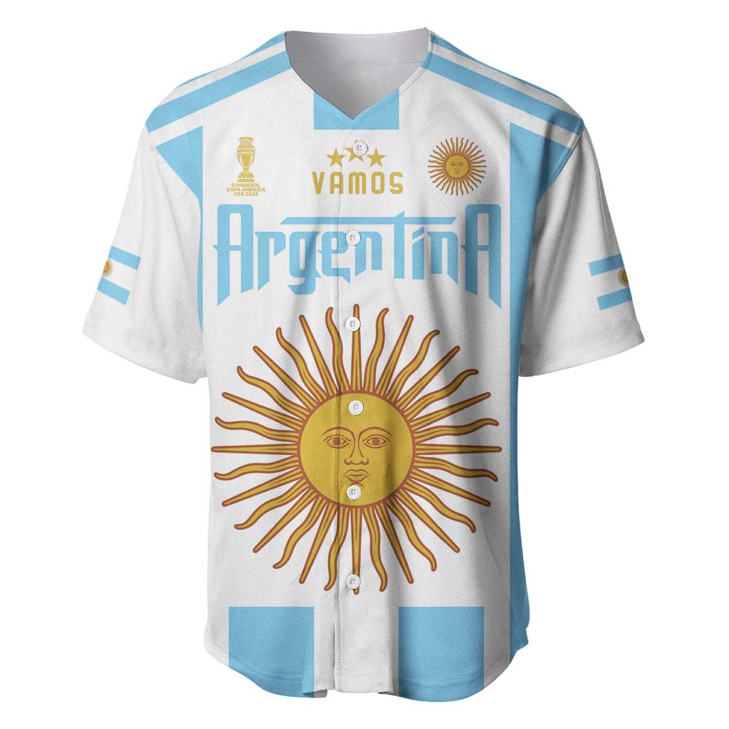 Vamos Argentina Champions Football Custom Baseball Jersey White and Sky Blue LT9 - Wonder Print Shop