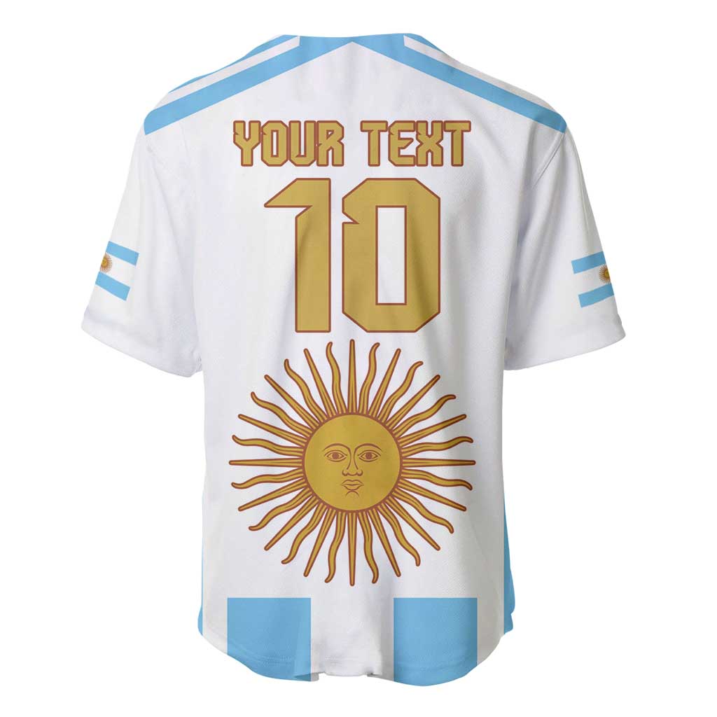 Vamos Argentina Champions Football Custom Baseball Jersey White and Sky Blue LT9 - Wonder Print Shop