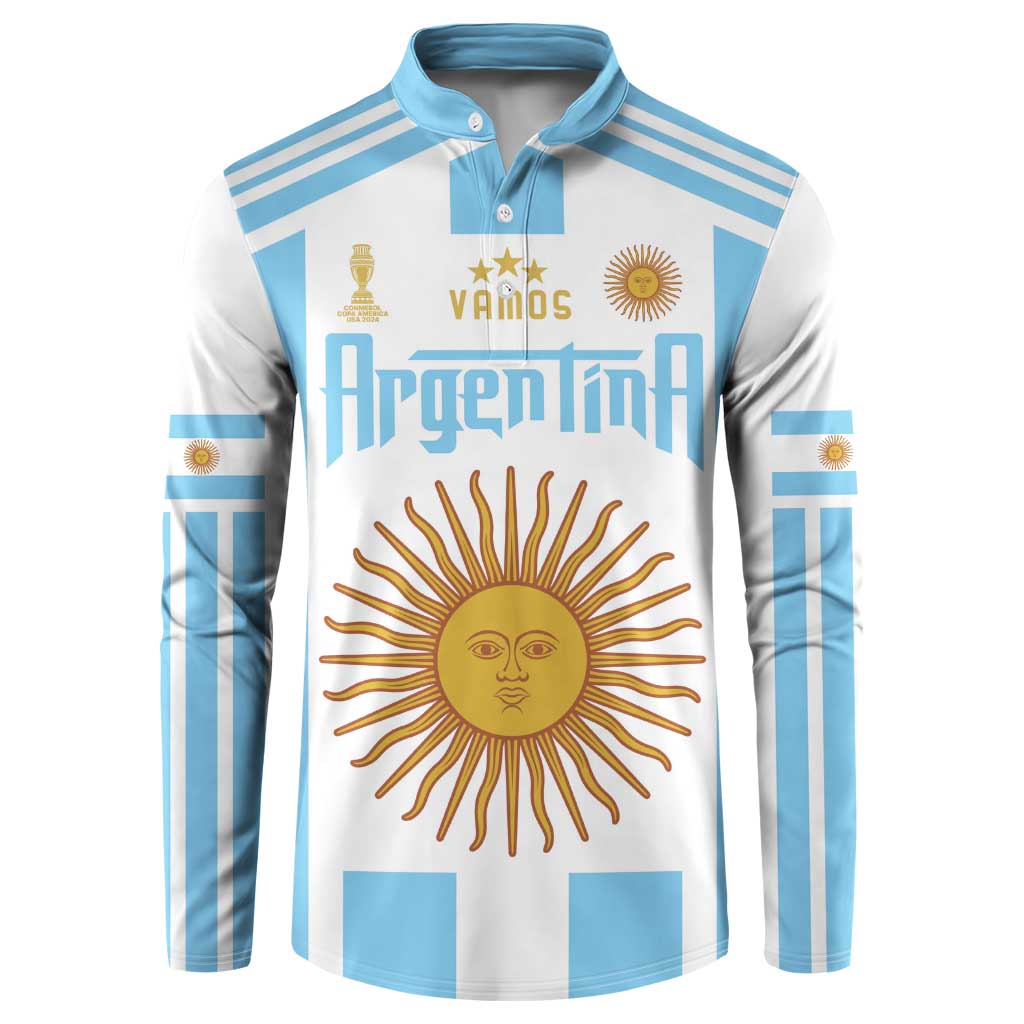 Vamos Argentina Champions Football Custom Button Sweatshirt White and Sky Blue LT9 - Wonder Print Shop