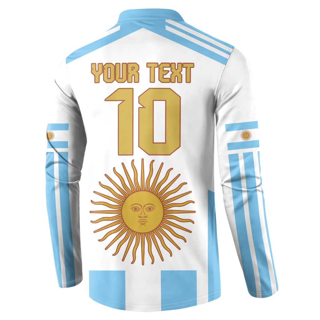 Vamos Argentina Champions Football Custom Button Sweatshirt White and Sky Blue LT9 - Wonder Print Shop