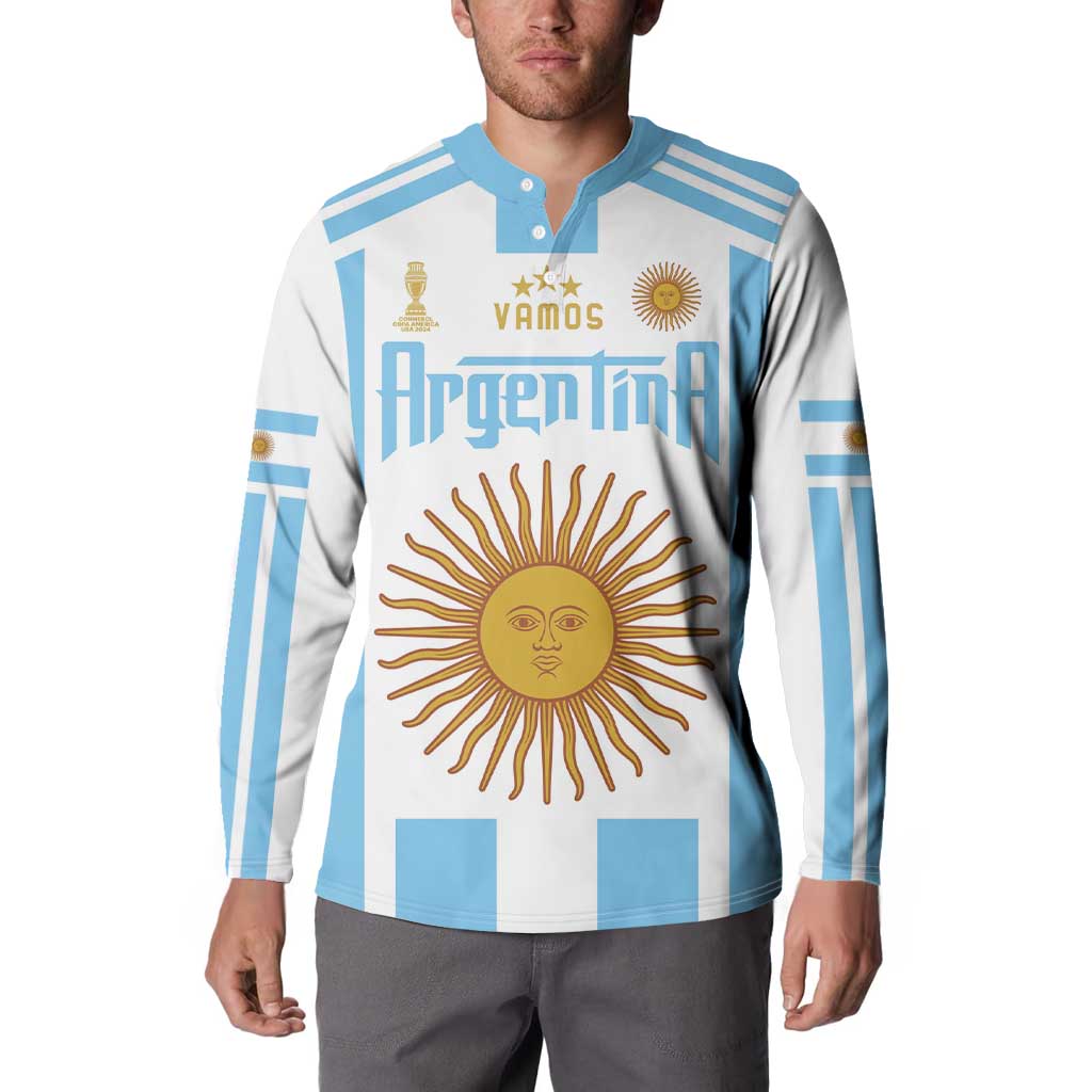 Vamos Argentina Champions Football Custom Button Sweatshirt White and Sky Blue LT9 - Wonder Print Shop
