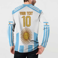 Vamos Argentina Champions Football Custom Button Sweatshirt White and Sky Blue LT9 - Wonder Print Shop