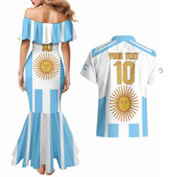 Vamos Argentina Champions Football Custom Couples Matching Mermaid Dress and Hawaiian Shirt White and Sky Blue LT9 - Wonder Print Shop