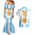 Vamos Argentina Champions Football Custom Couples Matching Mermaid Dress and Hawaiian Shirt White and Sky Blue LT9 - Wonder Print Shop