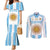 Vamos Argentina Champions Football Custom Couples Matching Mermaid Dress and Long Sleeve Button Shirt White and Sky Blue