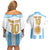 Vamos Argentina Champions Football Custom Couples Matching Off Shoulder Short Dress and Hawaiian Shirt White and Sky Blue LT9 - Wonder Print Shop