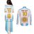Vamos Argentina Champions Football Custom Couples Matching Puletasi and Long Sleeve Button Shirt White and Sky Blue LT9 - Wonder Print Shop