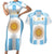Vamos Argentina Champions Football Custom Couples Matching Short Sleeve Bodycon Dress and Hawaiian Shirt White and Sky Blue LT9 - Wonder Print Shop