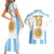 Vamos Argentina Champions Football Custom Couples Matching Short Sleeve Bodycon Dress and Hawaiian Shirt White and Sky Blue LT9 - Wonder Print Shop