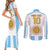 Vamos Argentina Champions Football Custom Couples Matching Short Sleeve Bodycon Dress and Long Sleeve Button Shirt White and Sky Blue LT9 - Wonder Print Shop