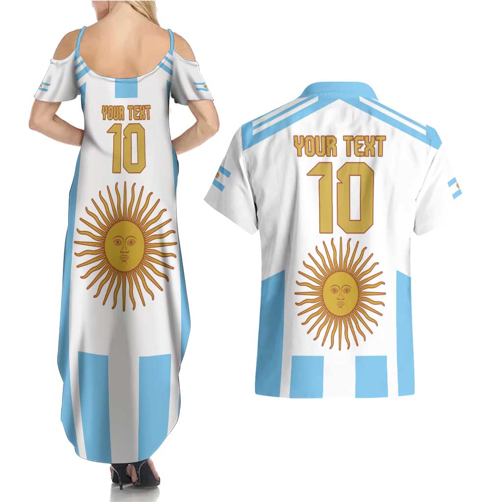 Vamos Argentina Champions Football Custom Couples Matching Summer Maxi Dress and Hawaiian Shirt White and Sky Blue LT9 - Wonder Print Shop