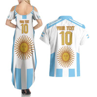 Vamos Argentina Champions Football Custom Couples Matching Summer Maxi Dress and Hawaiian Shirt White and Sky Blue LT9 - Wonder Print Shop