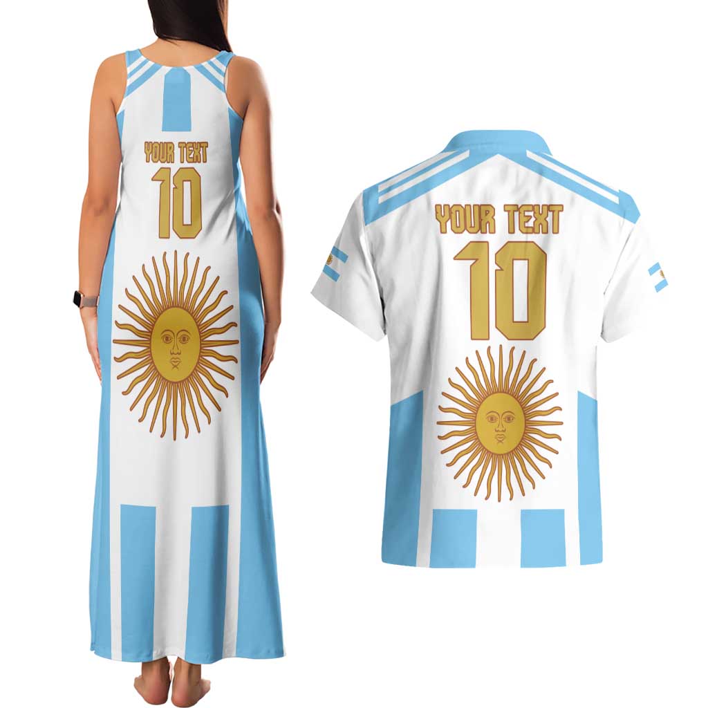 Vamos Argentina Champions Football Custom Couples Matching Tank Maxi Dress and Hawaiian Shirt White and Sky Blue LT9 - Wonder Print Shop