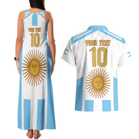 Vamos Argentina Champions Football Custom Couples Matching Tank Maxi Dress and Hawaiian Shirt White and Sky Blue LT9 - Wonder Print Shop