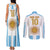 Vamos Argentina Champions Football Custom Couples Matching Tank Maxi Dress and Long Sleeve Button Shirt White and Sky Blue LT9 - Wonder Print Shop