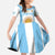 Vamos Argentina Champions Football Custom Family Matching Long Sleeve Bodycon Dress and Hawaiian Shirt White and Sky Blue LT9 - Wonder Print Shop