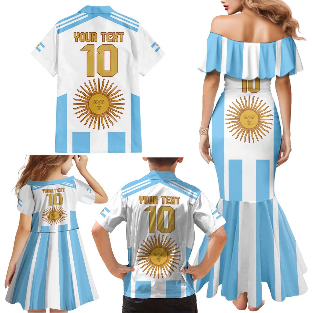 Vamos Argentina Champions Football Custom Family Matching Mermaid Dress and Hawaiian Shirt White and Sky Blue LT9 - Wonder Print Shop