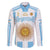 Vamos Argentina Champions Football Custom Family Matching Off The Shoulder Long Sleeve Dress and Hawaiian Shirt White and Sky Blue - Wonder Print Shop