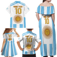 Vamos Argentina Champions Football Custom Family Matching Off Shoulder Maxi Dress and Hawaiian Shirt White and Sky Blue LT9 - Wonder Print Shop