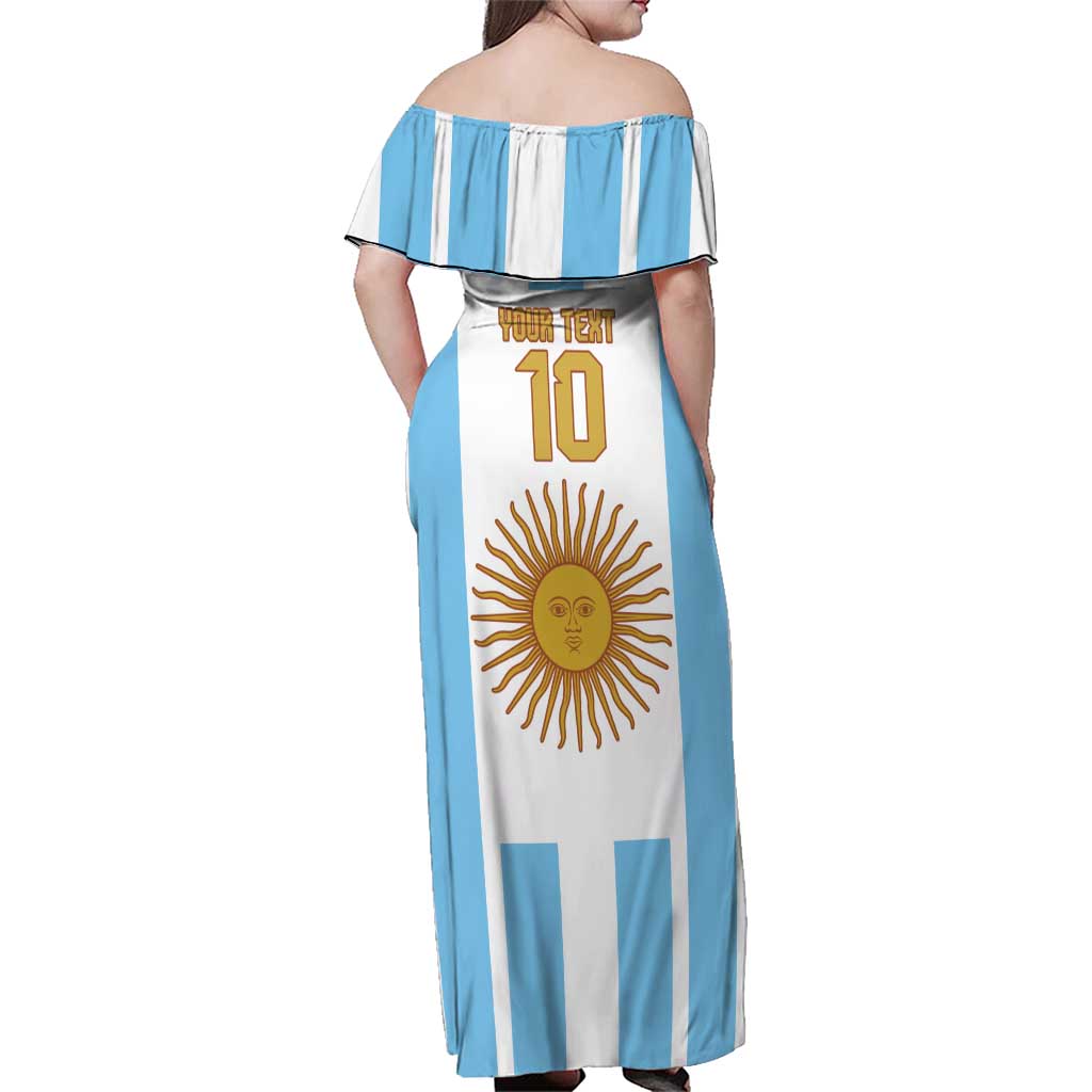 Vamos Argentina Champions Football Custom Family Matching Off Shoulder Maxi Dress and Hawaiian Shirt White and Sky Blue LT9 - Wonder Print Shop
