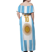 Vamos Argentina Champions Football Custom Family Matching Off Shoulder Maxi Dress and Hawaiian Shirt White and Sky Blue LT9 - Wonder Print Shop