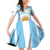 Vamos Argentina Champions Football Custom Family Matching Off Shoulder Short Dress and Hawaiian Shirt White and Sky Blue LT9 - Wonder Print Shop