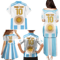 Vamos Argentina Champions Football Custom Family Matching Puletasi and Hawaiian Shirt White and Sky Blue - Wonder Print Shop