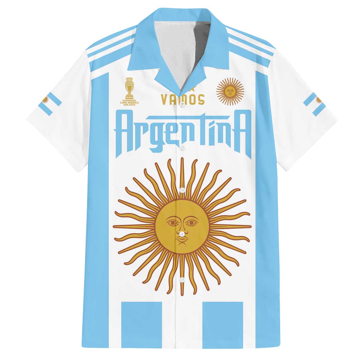 Vamos Argentina Champions Football Custom Family Matching Puletasi and Hawaiian Shirt White and Sky Blue - Wonder Print Shop