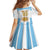 Vamos Argentina Champions Football Custom Family Matching Short Sleeve Bodycon Dress and Hawaiian Shirt White and Sky Blue - Wonder Print Shop