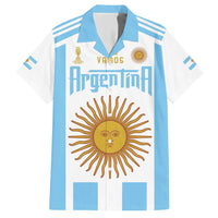 Vamos Argentina Champions Football Custom Family Matching Short Sleeve Bodycon Dress and Hawaiian Shirt White and Sky Blue - Wonder Print Shop