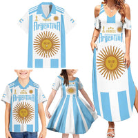 Vamos Argentina Champions Football Custom Family Matching Summer Maxi Dress and Hawaiian Shirt White and Sky Blue - Wonder Print Shop