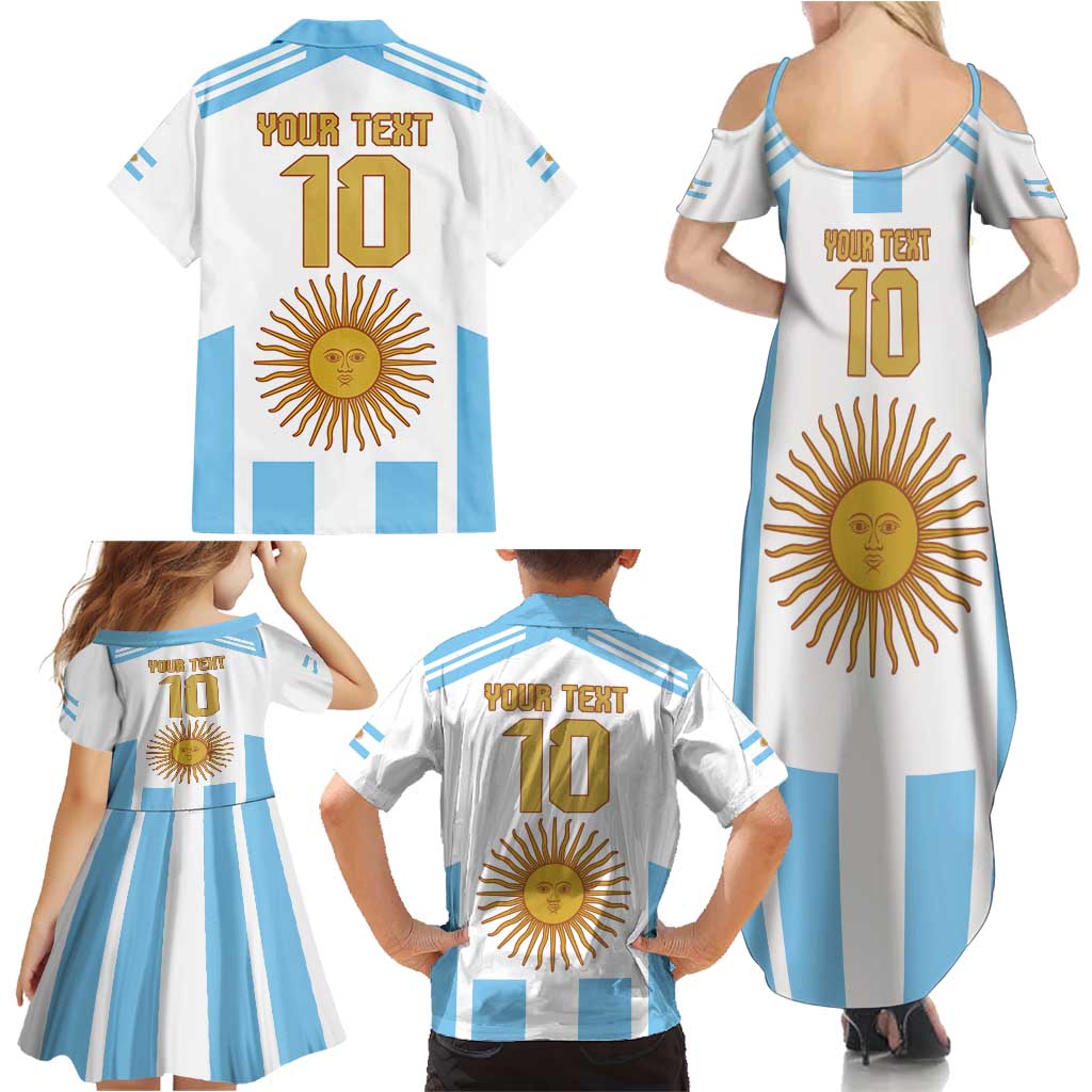 Vamos Argentina Champions Football Custom Family Matching Summer Maxi Dress and Hawaiian Shirt White and Sky Blue - Wonder Print Shop