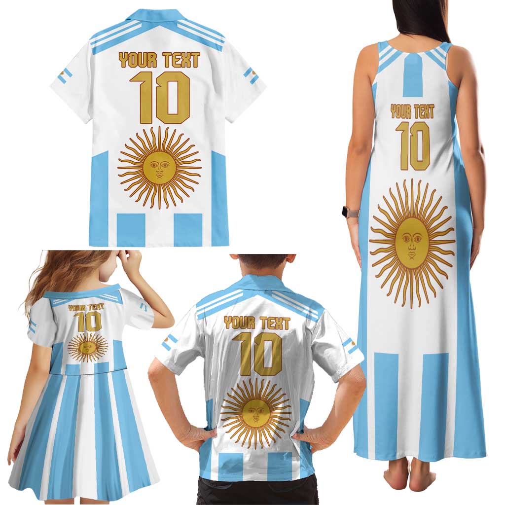 Vamos Argentina Champions Football Custom Family Matching Tank Maxi Dress and Hawaiian Shirt White and Sky Blue - Wonder Print Shop