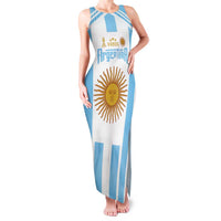 Vamos Argentina Champions Football Custom Family Matching Tank Maxi Dress and Hawaiian Shirt White and Sky Blue - Wonder Print Shop