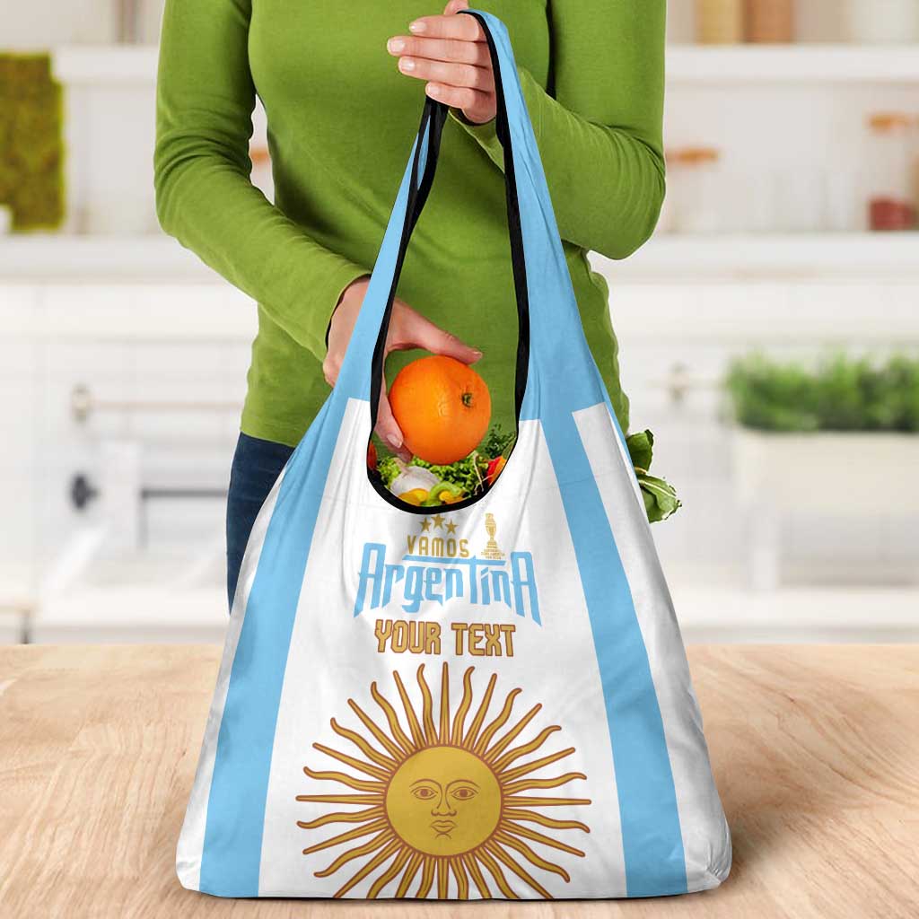 Vamos Argentina Champions Football Custom Grocery Bag White and Sky Blue