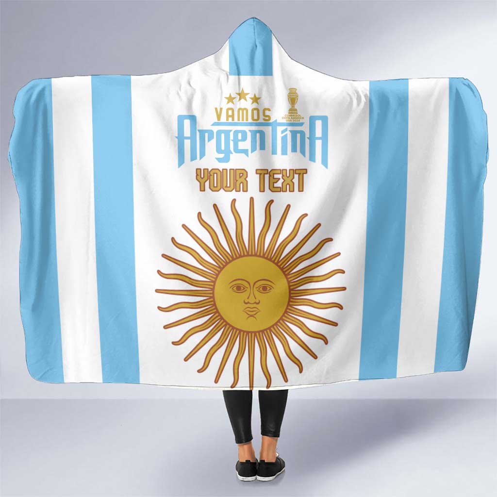 Vamos Argentina Champions Football Custom Hooded Blanket White and Sky Blue