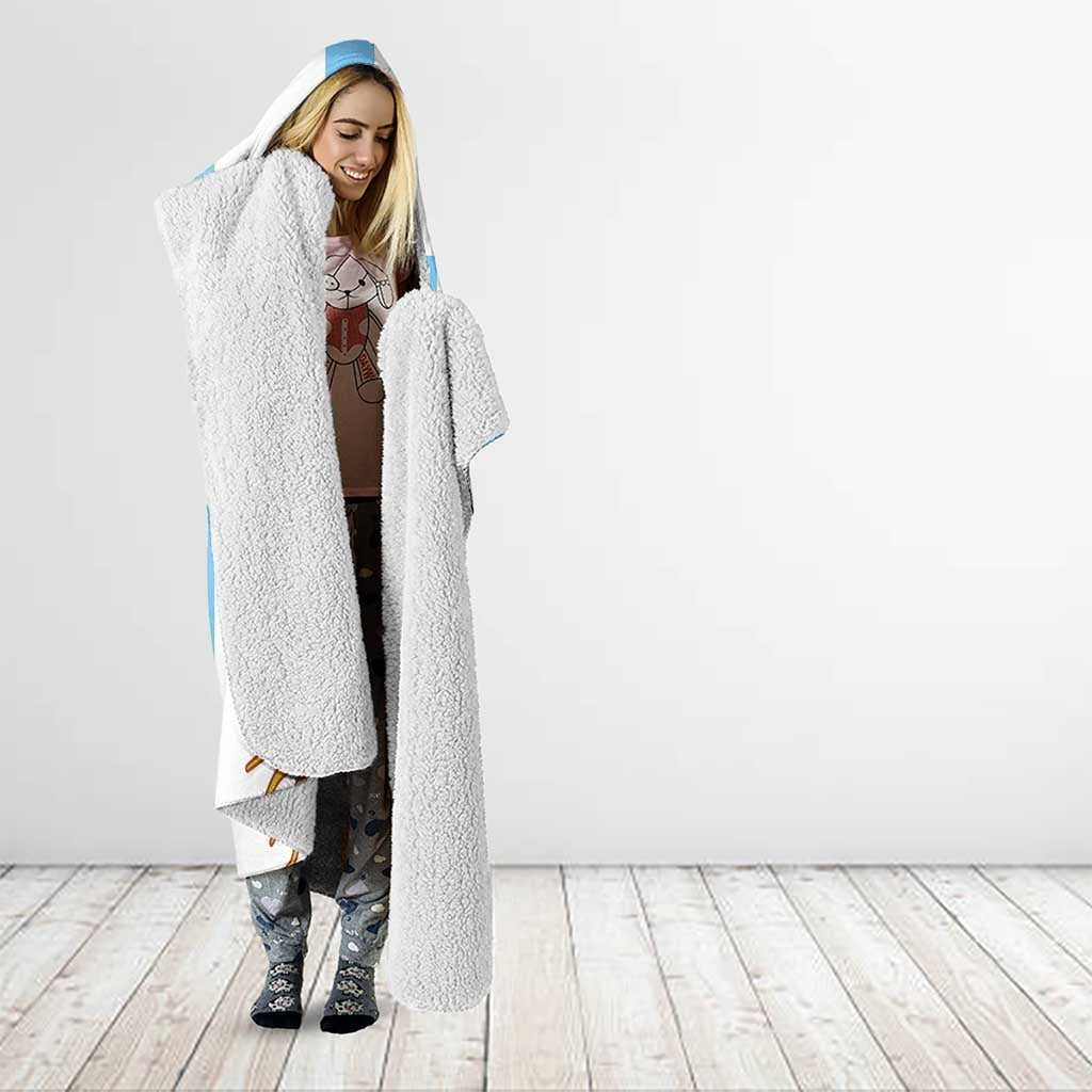 Vamos Argentina Champions Football Custom Hooded Blanket White and Sky Blue
