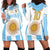 Vamos Argentina Champions Football Custom Hoodie Dress White and Sky Blue - Wonder Print Shop