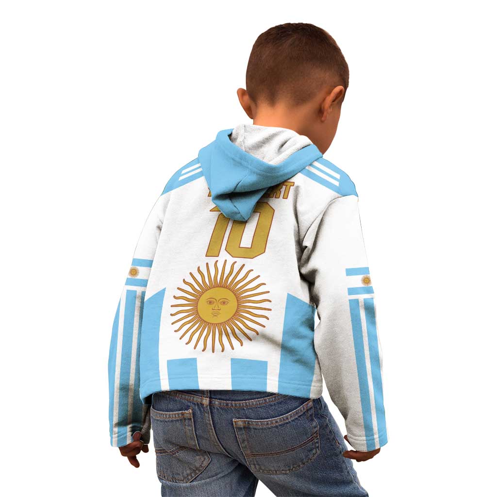 Vamos Argentina Champions Football Custom Kid Hoodie White and Sky Blue - Wonder Print Shop