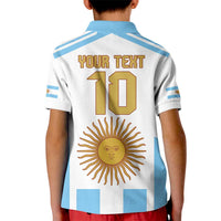 Vamos Argentina Champions Football Custom Kid Polo Shirt White and Sky Blue - Wonder Print Shop
