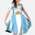 Vamos Argentina Champions Football Custom Kid Short Sleeve Dress White and Sky Blue - Wonder Print Shop