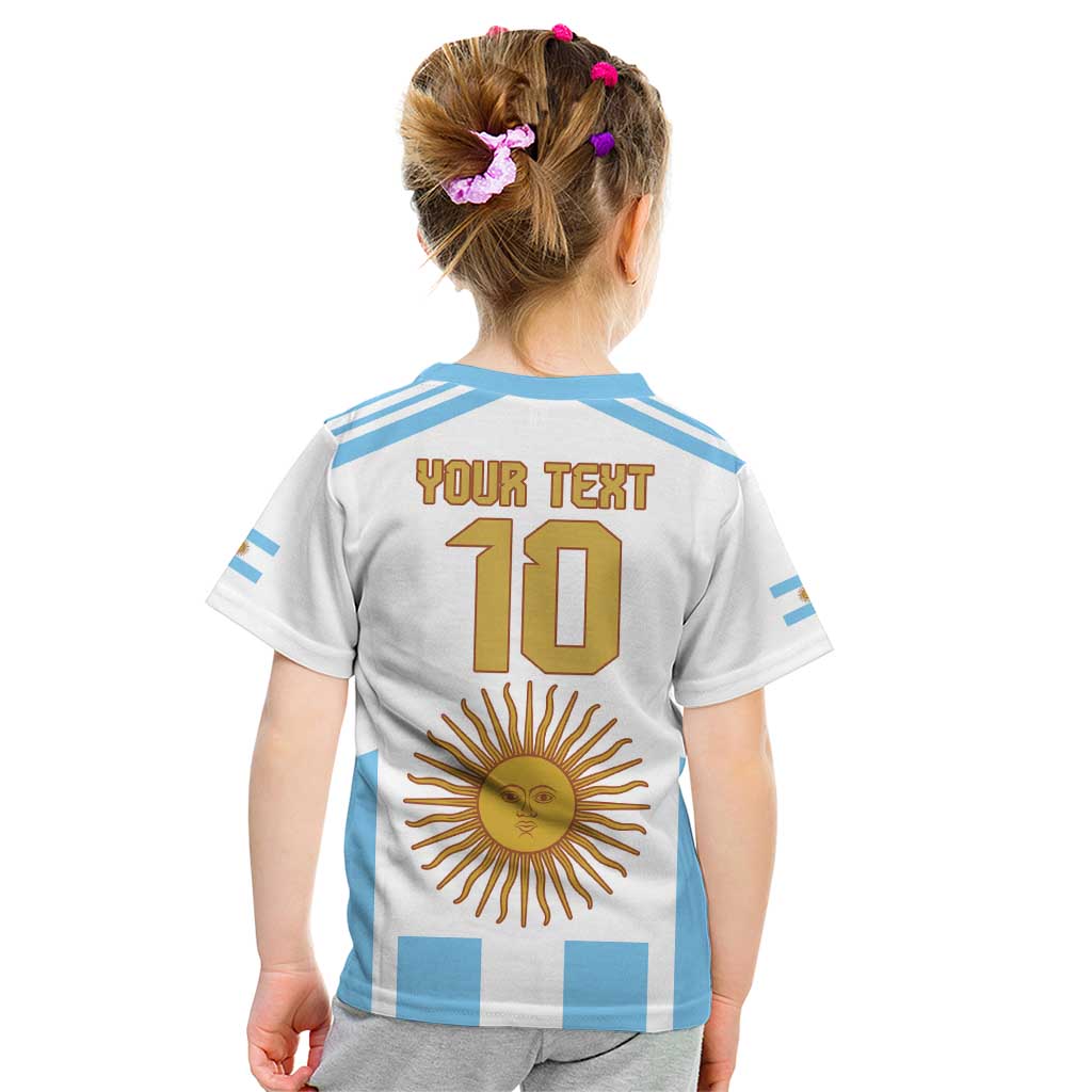 Vamos Argentina Champions Football Custom Kid T Shirt White and Sky Blue - Wonder Print Shop